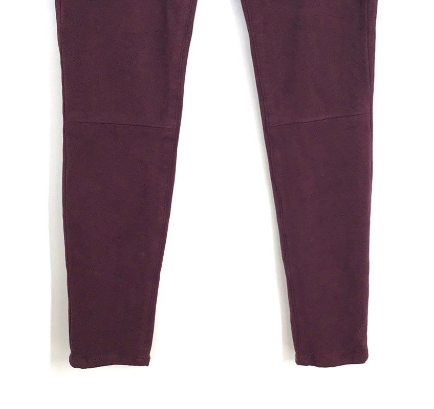 7 For All Mankind Women's Burgundy Faux Suede Skinny Stretch Pants Size 27