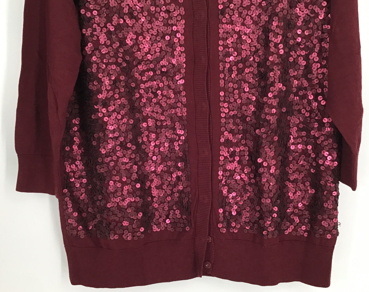 NWT Talbots Women&#39;s Maroon Sequin Cardigan Sweater - Size 1X