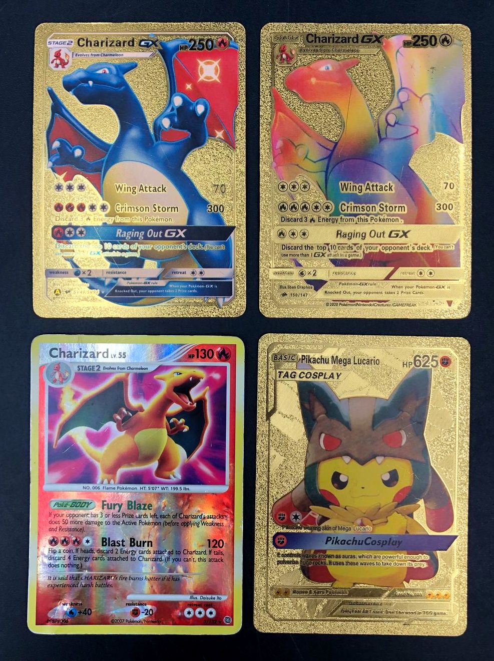 LOT of 15 RARE Pokemon VMax/GX Gold Foil/Holo/Rainbow Collectible Trading Cards