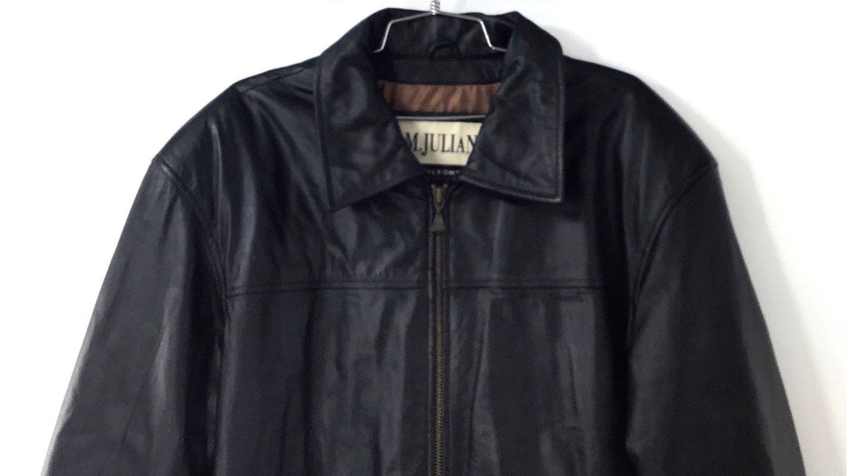 Vintage 90s M. Julian Wilsons Men's Black Leather Zip Up Jacket Size L