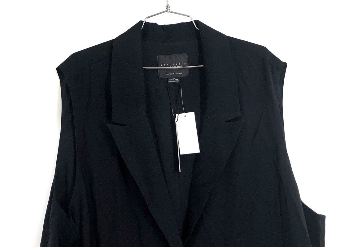 Sanctuary Women's Black Notch Lapel Single Button Vest Sz 3X NWT