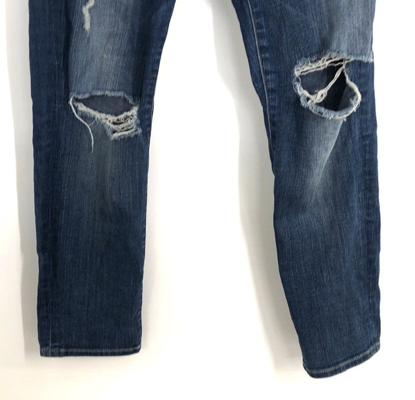 7 For All Mankind Women's Josefina Skinny Boyfriend Distressed Blue Jeans Sz 26