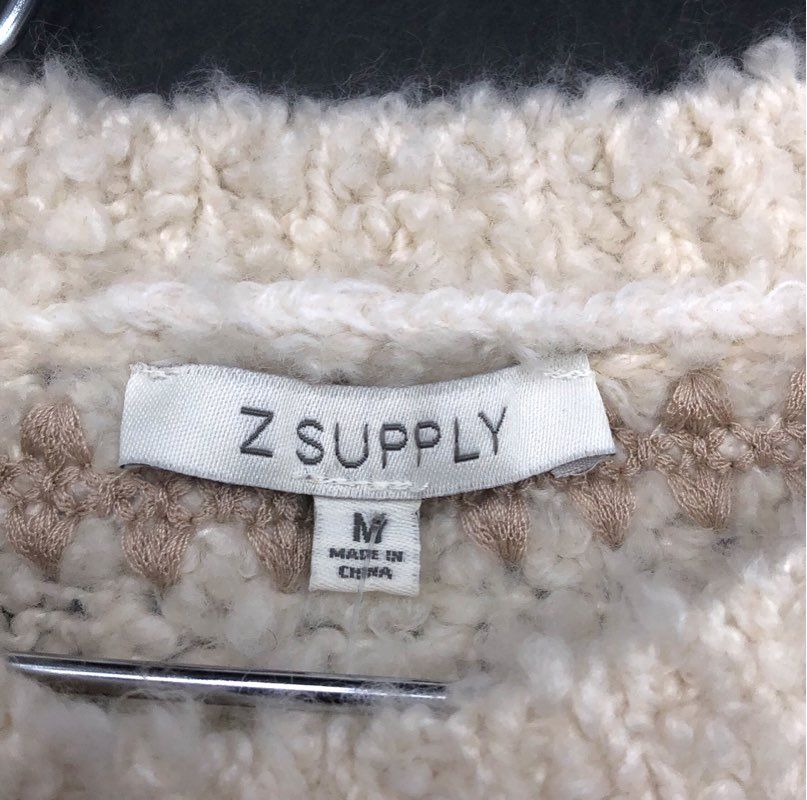 Z Supply Women's Cream Romnie Textured Boucle Crewneck Sweater NWT Sz M