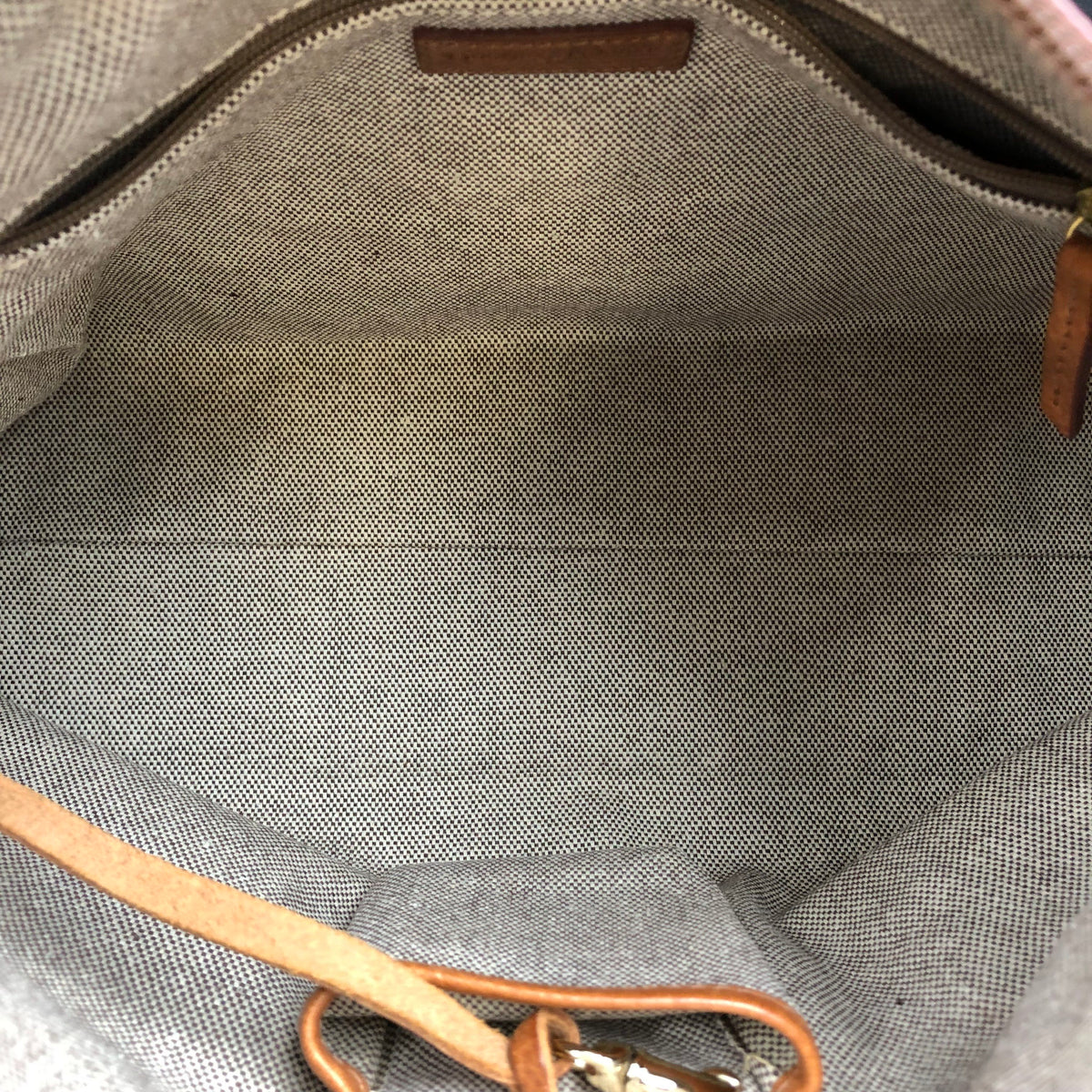 Dooney & Bourke Black Canvas Signature Satchel Shoulder Bag Brown Leather COA