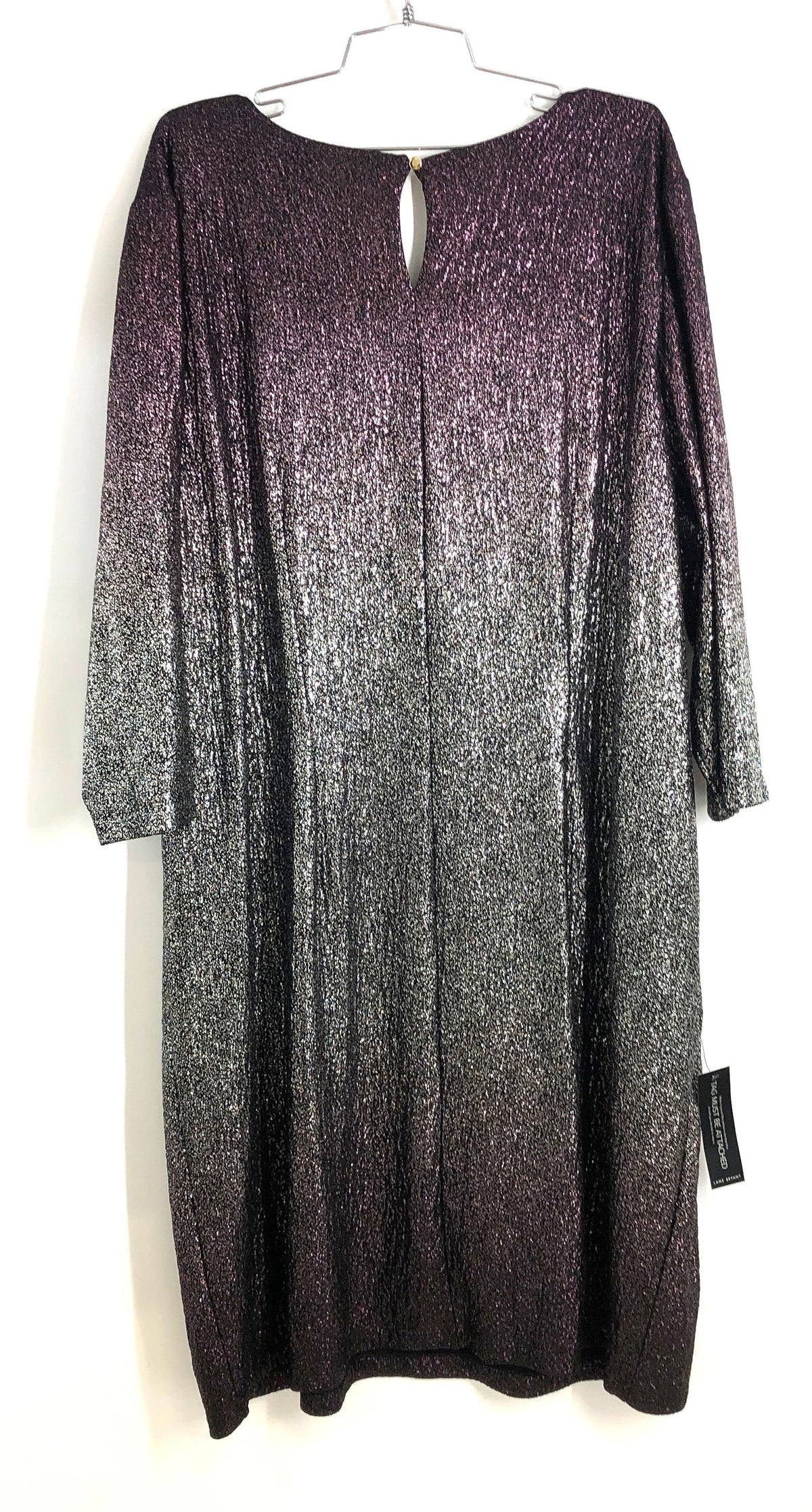 Lane Bryant Women's Purple Silver Ombre Metallic Sparkle Dress Sz 26/28 NWT