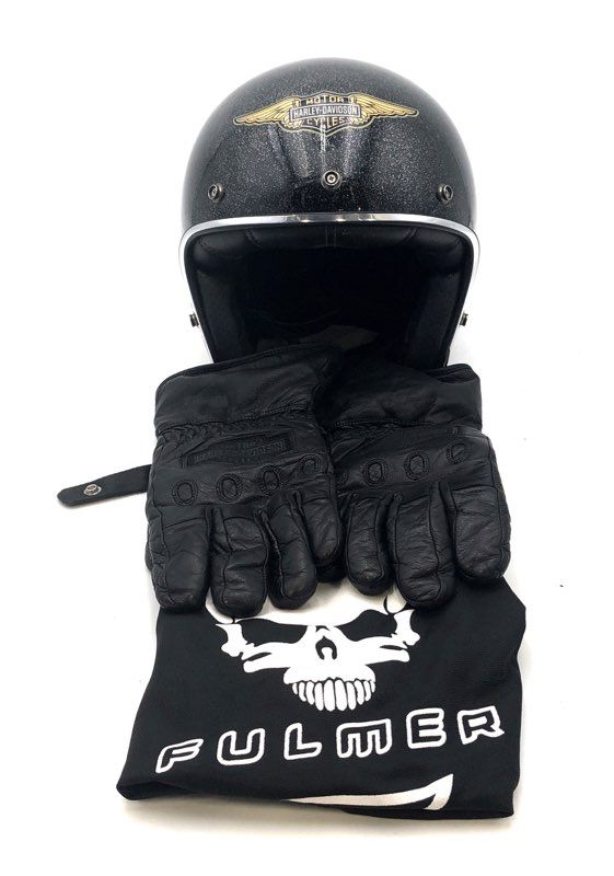 Harley-Davidson 1903 Motorcycle Helmet HD-B01 & Leather Gloves Set Sz S/L