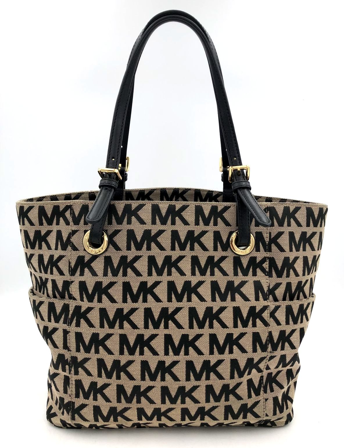 Authentic Michael Kors Women&#39;s Tan Black Signature Luxury Tote Bag -COA Included