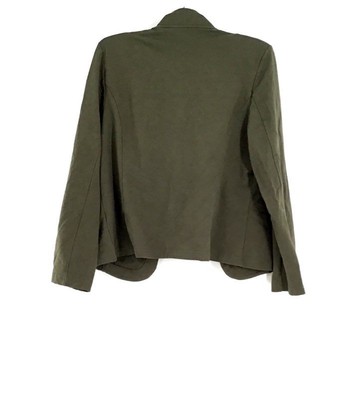 NWT Tommy Hilfiger Women&#39;s Green Stand-Up Collar Open Front Jacket - Size Large