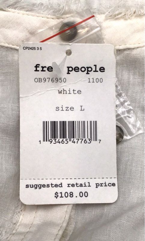 NWT We The Free Women's White Tunic Top - Size L
