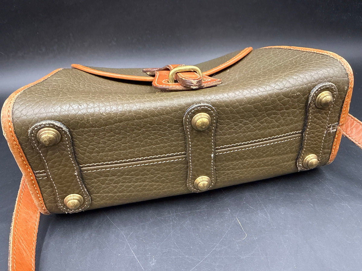 Vintage 90s Dooney & Bourke Olive Green All Weather Leather Crossbody Bag COA