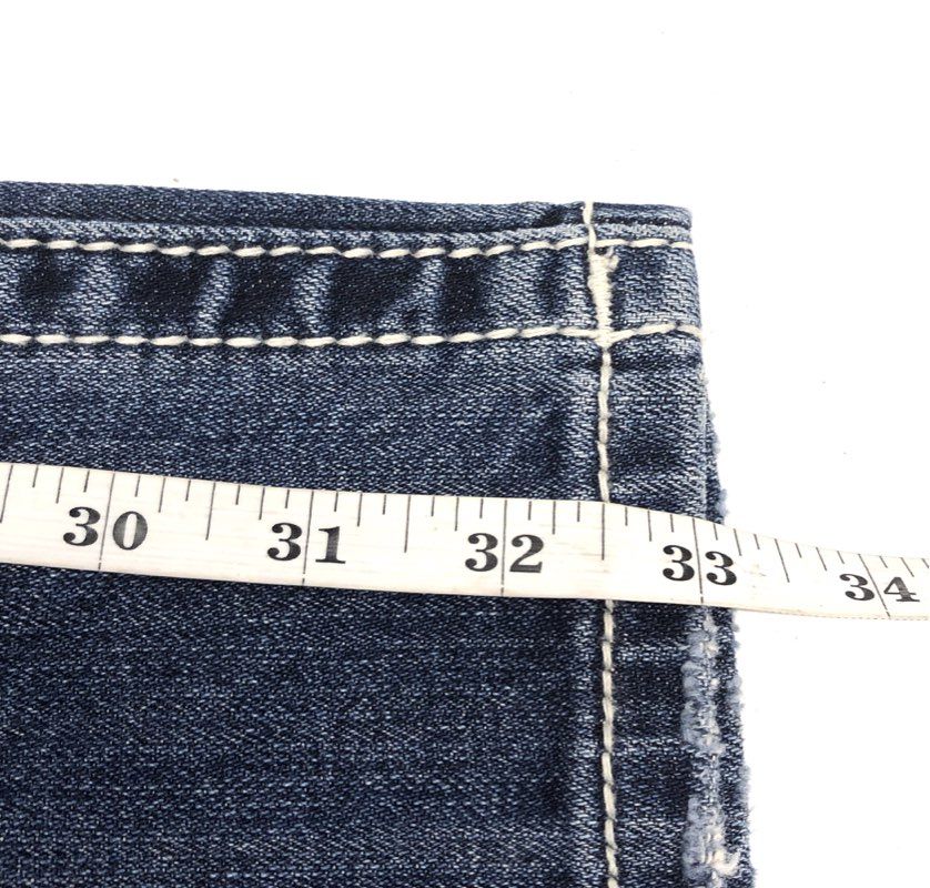 Miss Me Women's Blue Distressed Embellished Straight Leg Jeans Sz 27x33 NWT