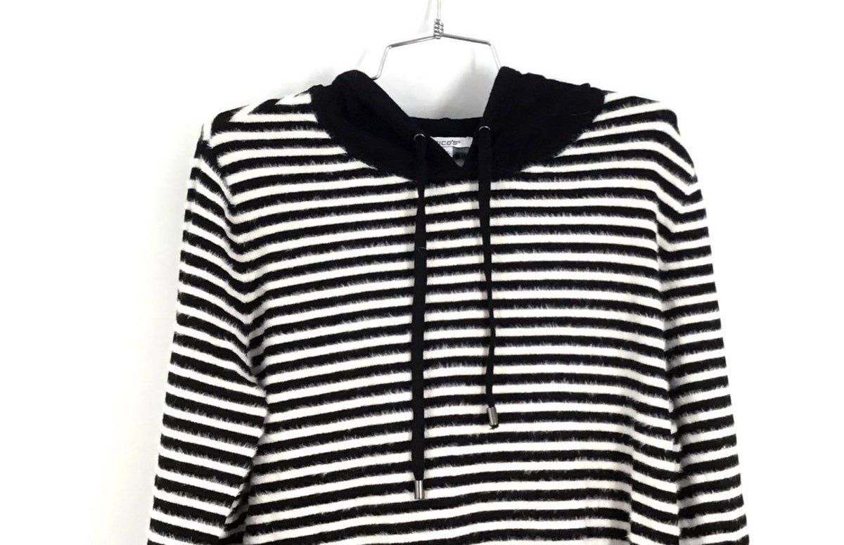 Chico&#39;s Striped Eyelash Hoodie - Size L