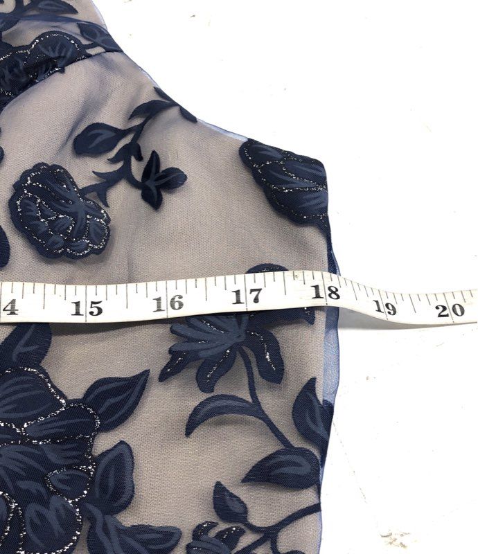 PromGirl Women's Navy Floral Embroidered Fit Flare Dress Size M NWT