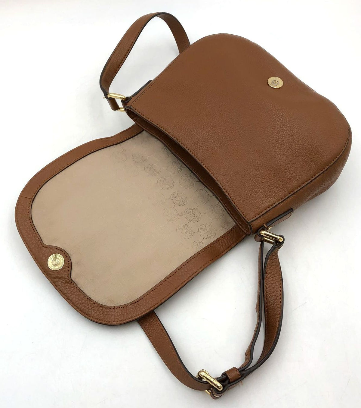 Michael Kors Brown Pebbled Leather Crossbody Bag with Gold-Tone Hardware (+COA)