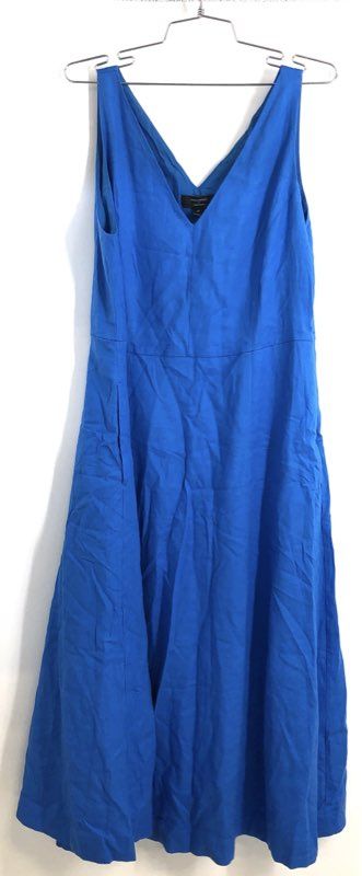 Banana Republic Women's Blue Linen-Blend V-Neck Sleeveless Midi Dress NWT Sz M
