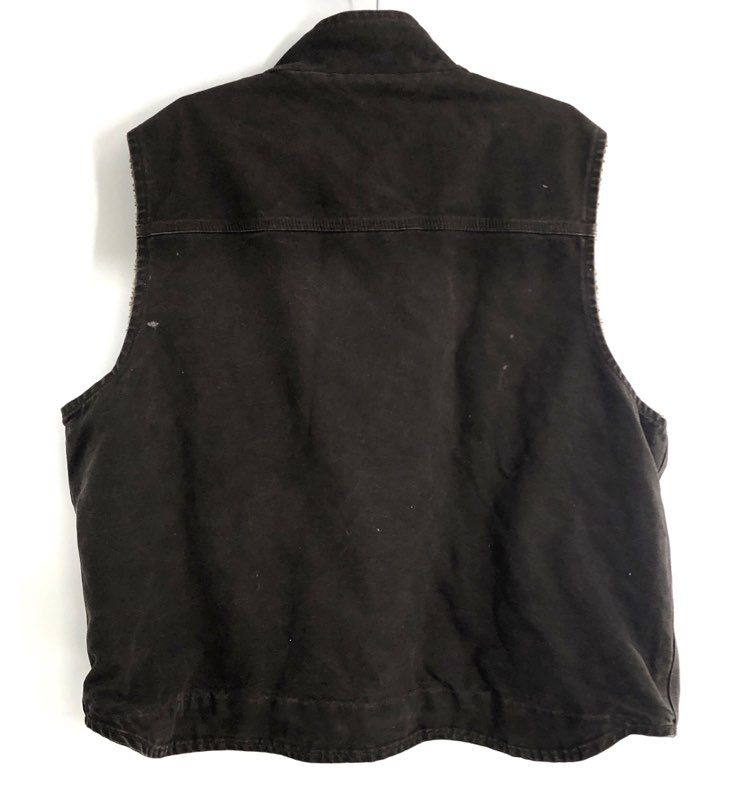 Carhartt V33 DKB Sandstone Duck Sherpa Lined Mock Neck Work Vest Brown Sz 2XL