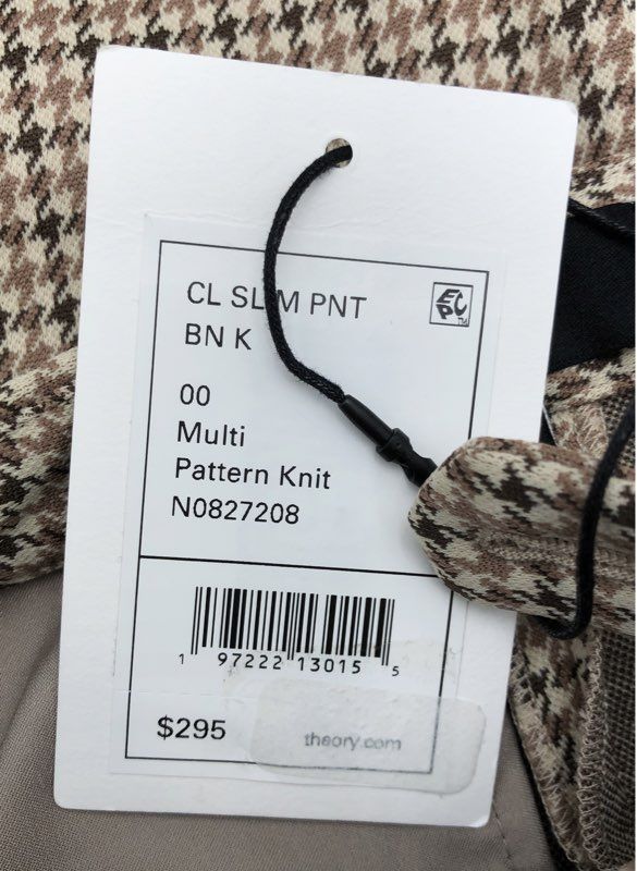 NWT Theory Women's Beige Brown Slim Fit Ankle Pant - Size 00