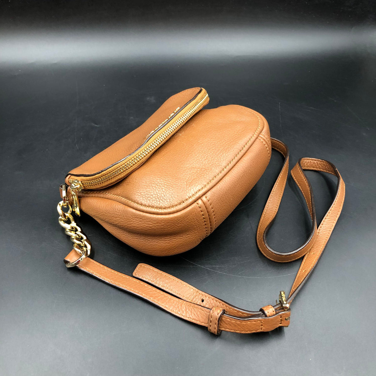 Michael Kors Brown Pebbled Leather 'Bedford' Crossbody Bag (+COA)