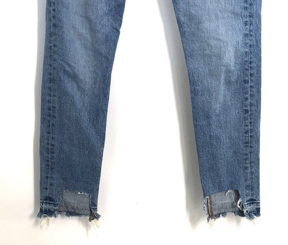 Levi's Women's 501 Skinny Jeans Blue High Rise Button Fly Raw Hem W24 L28