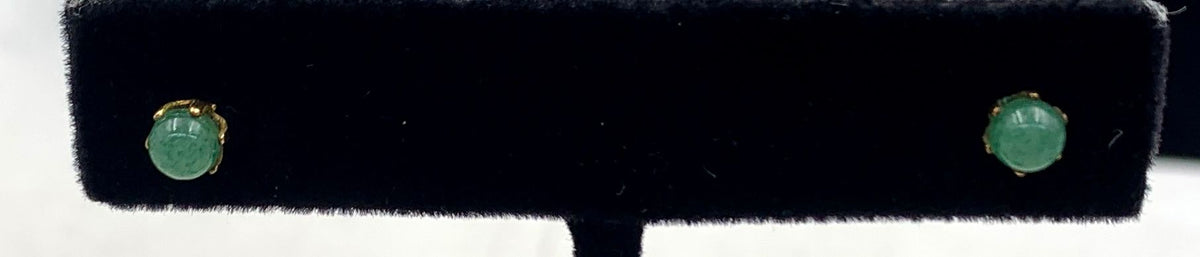 14K Yellow Gold Jade & Peridot Studs Earrings Lot 1.28g