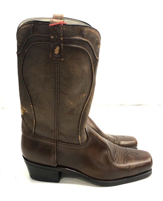 Vintage Dingo Brown Leather Square Toe Western Cowboy Boots Men's Size 11D