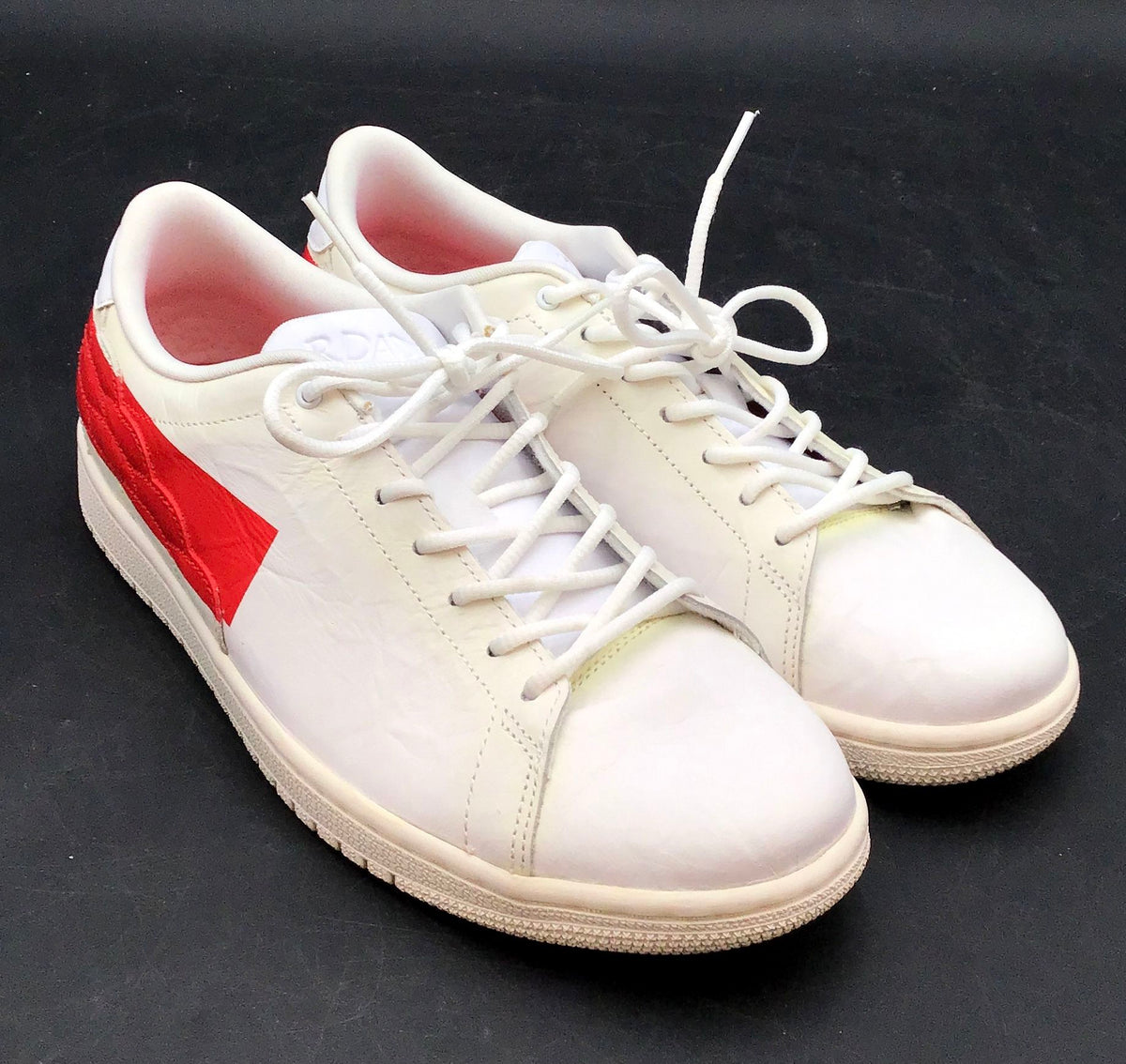 Nike Men's Jordan 1 Centre Court White Red Athletic Shoes - Size 8