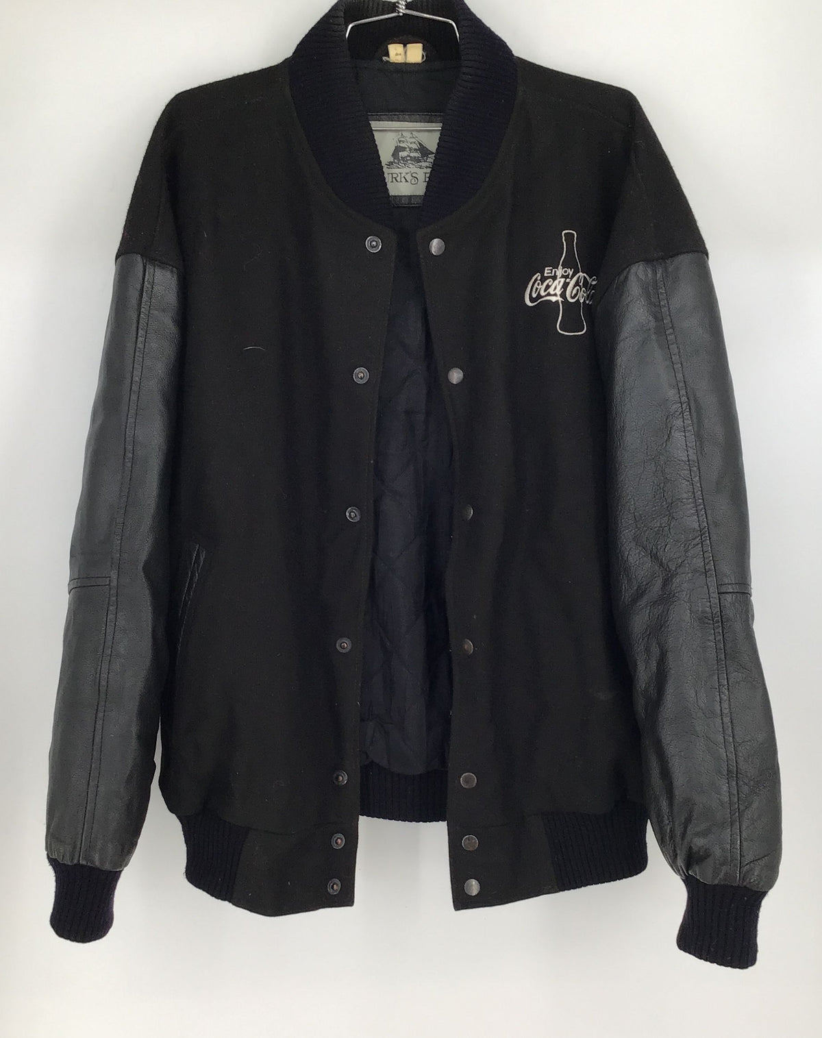 Burk&#39;s Bay Men&#39;s Black Collared Varsity Jacket - Size Measured