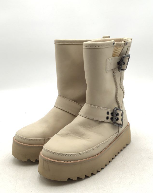 UGG Women&#39;s Classic Rebel Biker Short 1106913 Tan Mid-Calf Snow Boots - Size 6