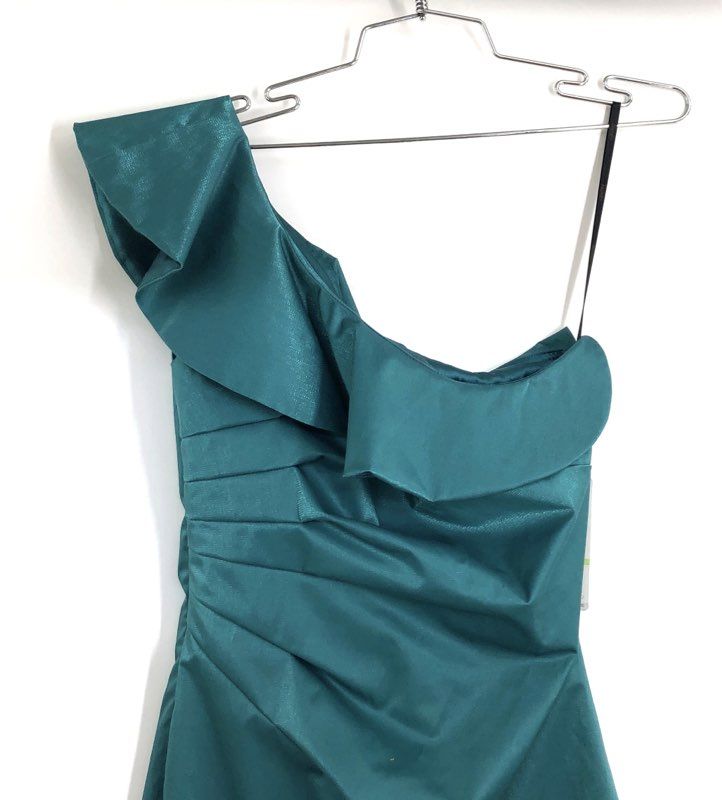 Laundry by Shelli Segal Women's Dress Spruce One Shoulder Ruched Ruffle NWT 4