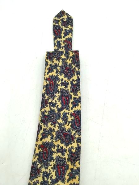 Christian Dior Men&#39;s Yellow Paisley Silk Pointed Tie One Size With COA