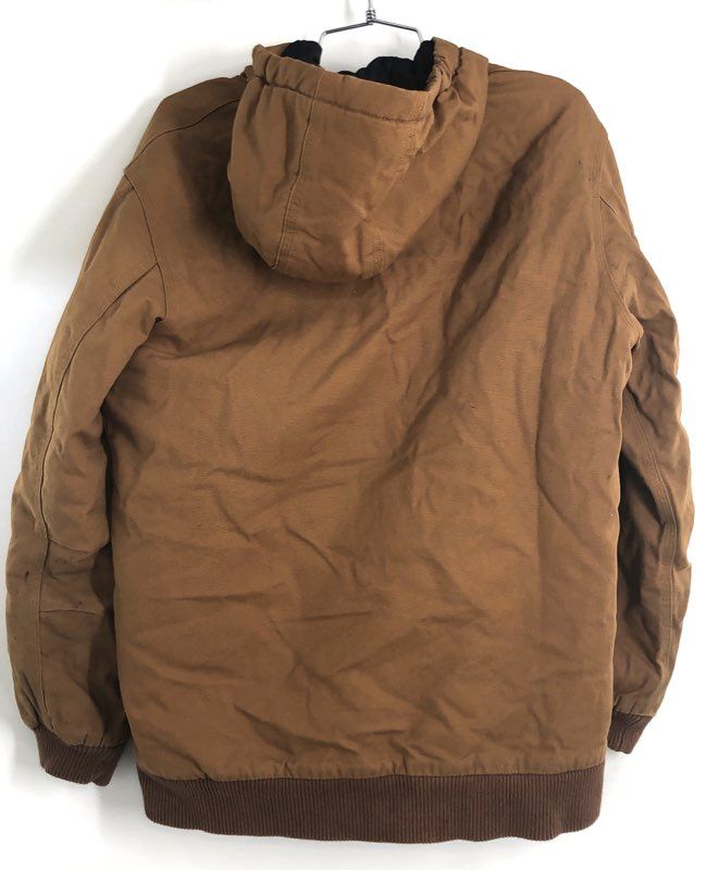 Carhartt Boys Brown Duck Canvas Quilt Lined Hooded Active Work Jacket Youth XL
