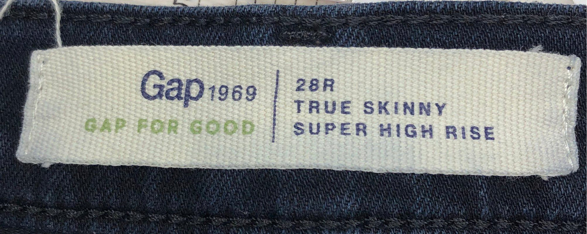 Gap Women's 1969 True Skinny Super High Rise Dark Wash Stretch Denim Jeans 28R