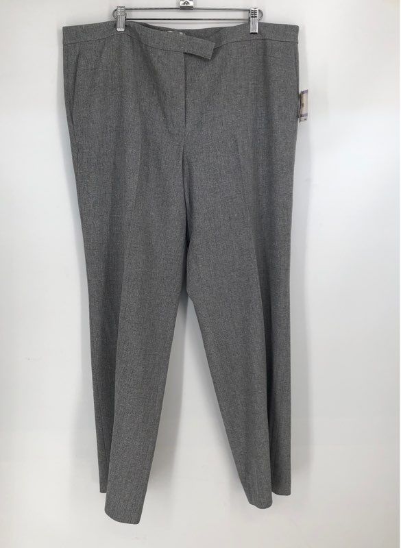 NWT Kasper Women&#39;s Gray Black Flat Front Straight Leg Dress Pants - Size 18