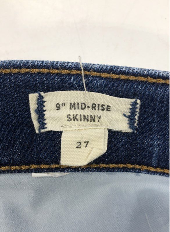 Madewell Women's 9" Mid-Rise Skinny Jeans Blue Button Fly Raw Hem Size 27