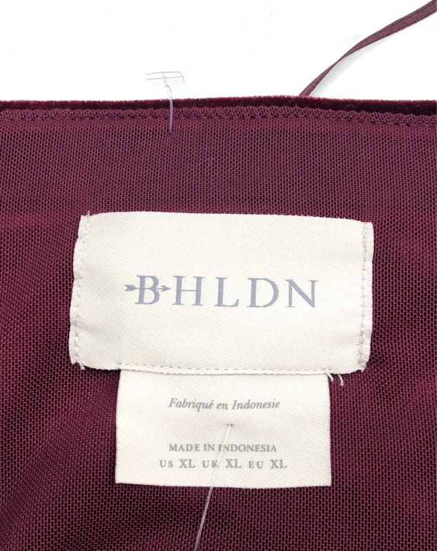 BHLDN Women's Red Berry Velvet Strapless Gown High Slit Floor Length NWT Sz XL