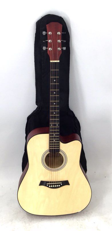 FT-221 6-String Cutaway Acoustic Guitar Natural Finish with Gig Bag & Extras