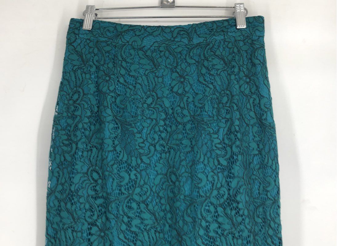 Belle Badgley Mischka Women's Green Floral Lace Maxi Skirt - Size 6