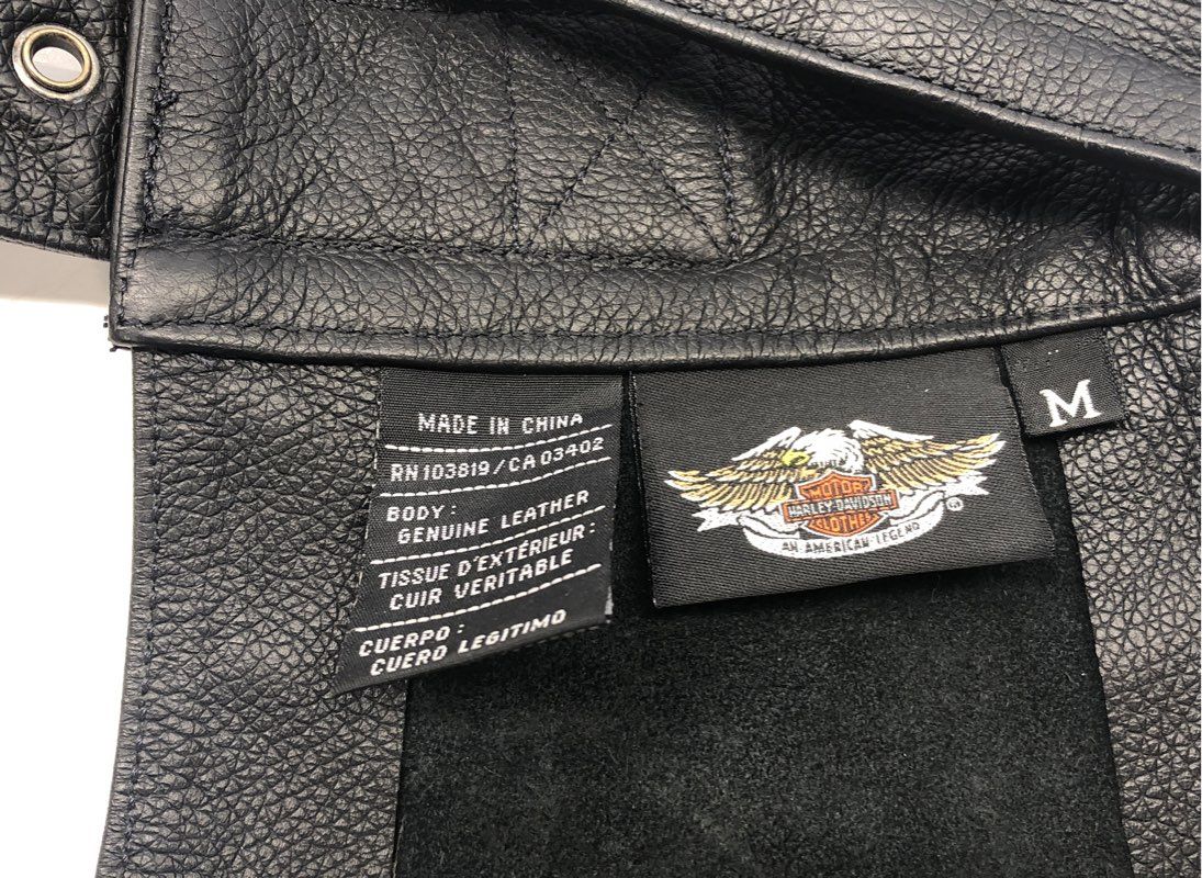 Harley-Davidson Genuine Black Leather Motorcycle Vest and Riding Chaps Set Sz M