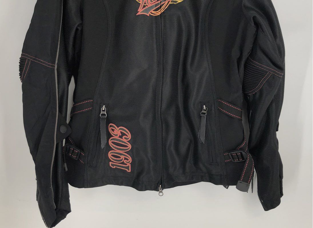 Harley-Davidson Women's Black Orange Motorcycle Jacket - Size L