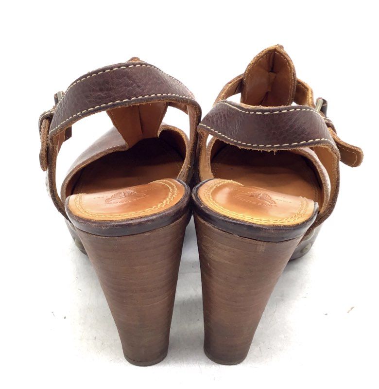 Frye Women's Brown Reese T Strap Slingback Heel - Size 6.5M