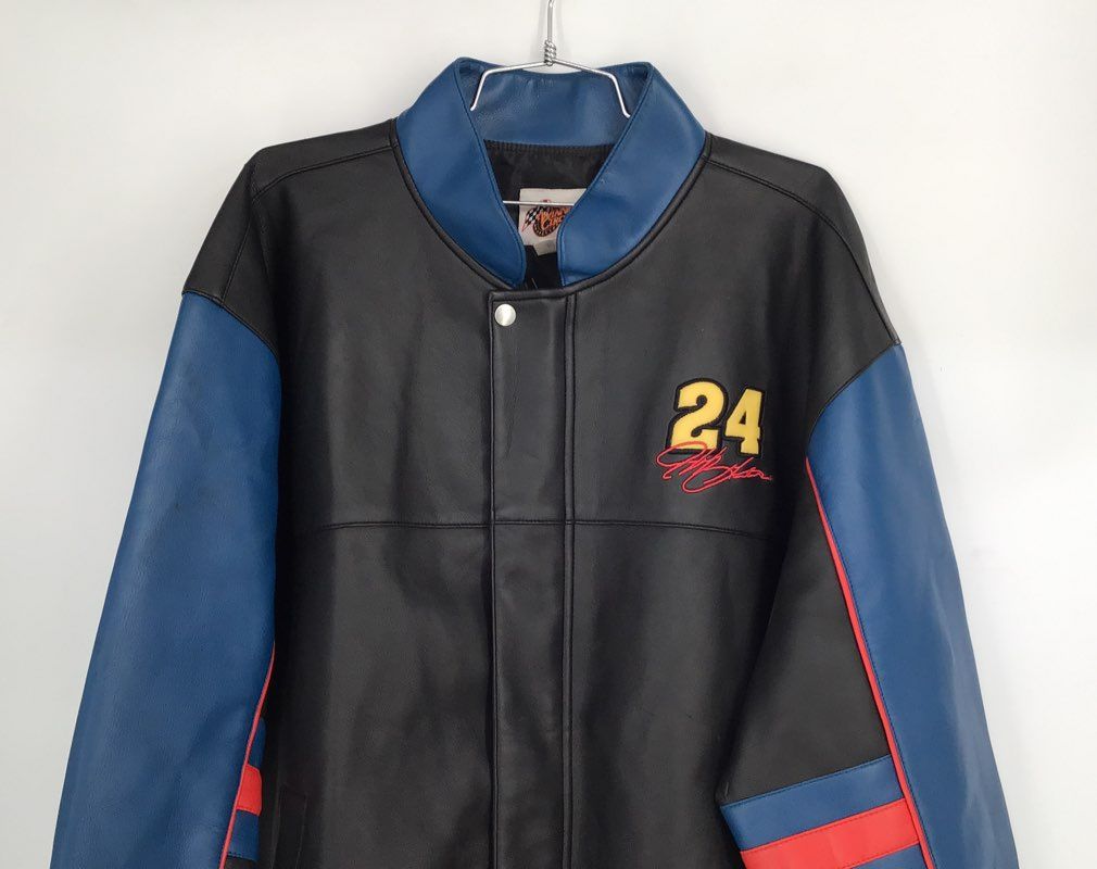 Winners Circle Men&#39;s Black Blue DuPont Jeff Gordon #24 Nascar Jacket - Size XL