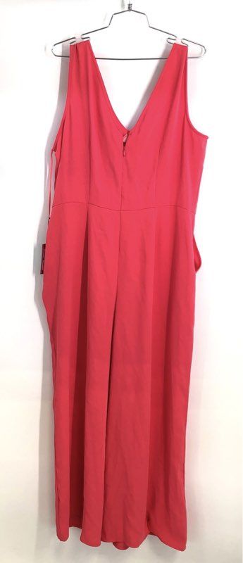 Vince Camuto Women's Pink Allure Tie Waist V-Neck Wide Leg Jumpsuit NWT Sz L