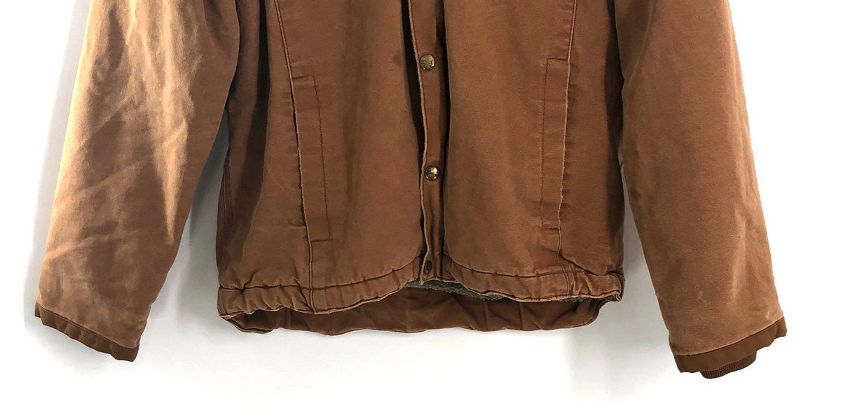 Carhartt Men's Bartlett Jacket Brown Sherpa Lined Cotton Duck Hooded Sz M