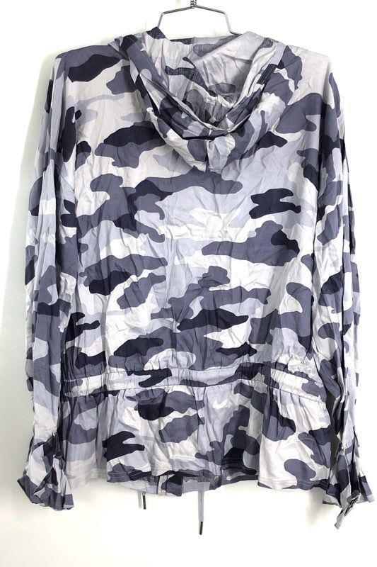 Cupio Blush Women's Blue Gray Camo Hooded Full Zip Utility Jacket NWT Sz L