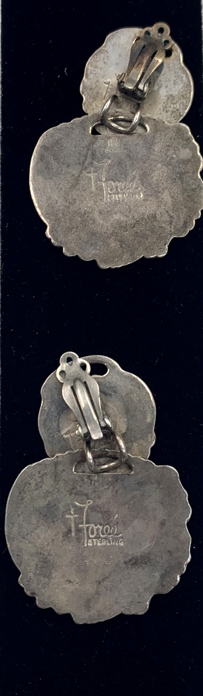 Terrific Sterling (.925) Silver 1.75" Clip-On Earrings 23.49g