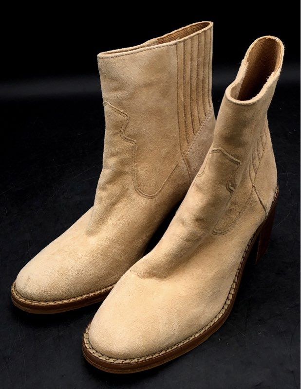 42 Gold Miley Natural Suede Western Ankle Boots Women's Size 9
