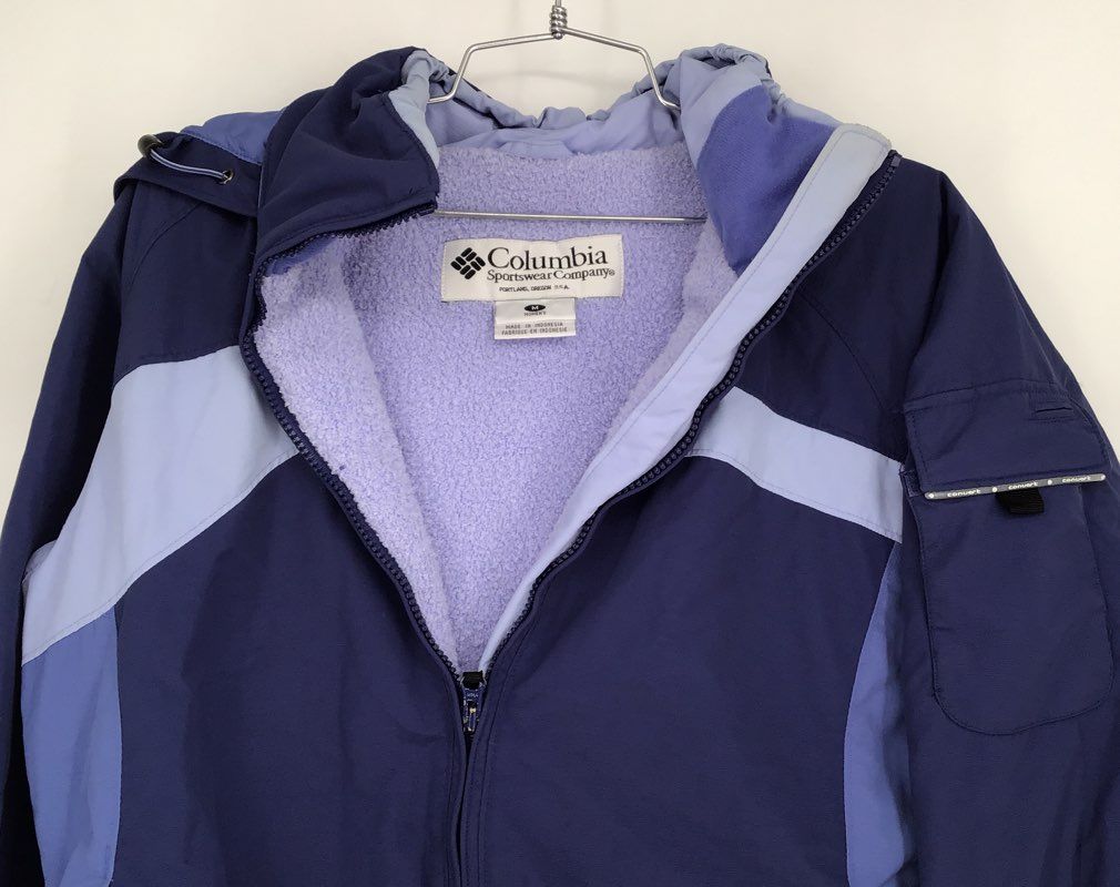 Columbia Women&#39;s Purple Hooded Full Zip Windbreaker Jacket - Size Medium