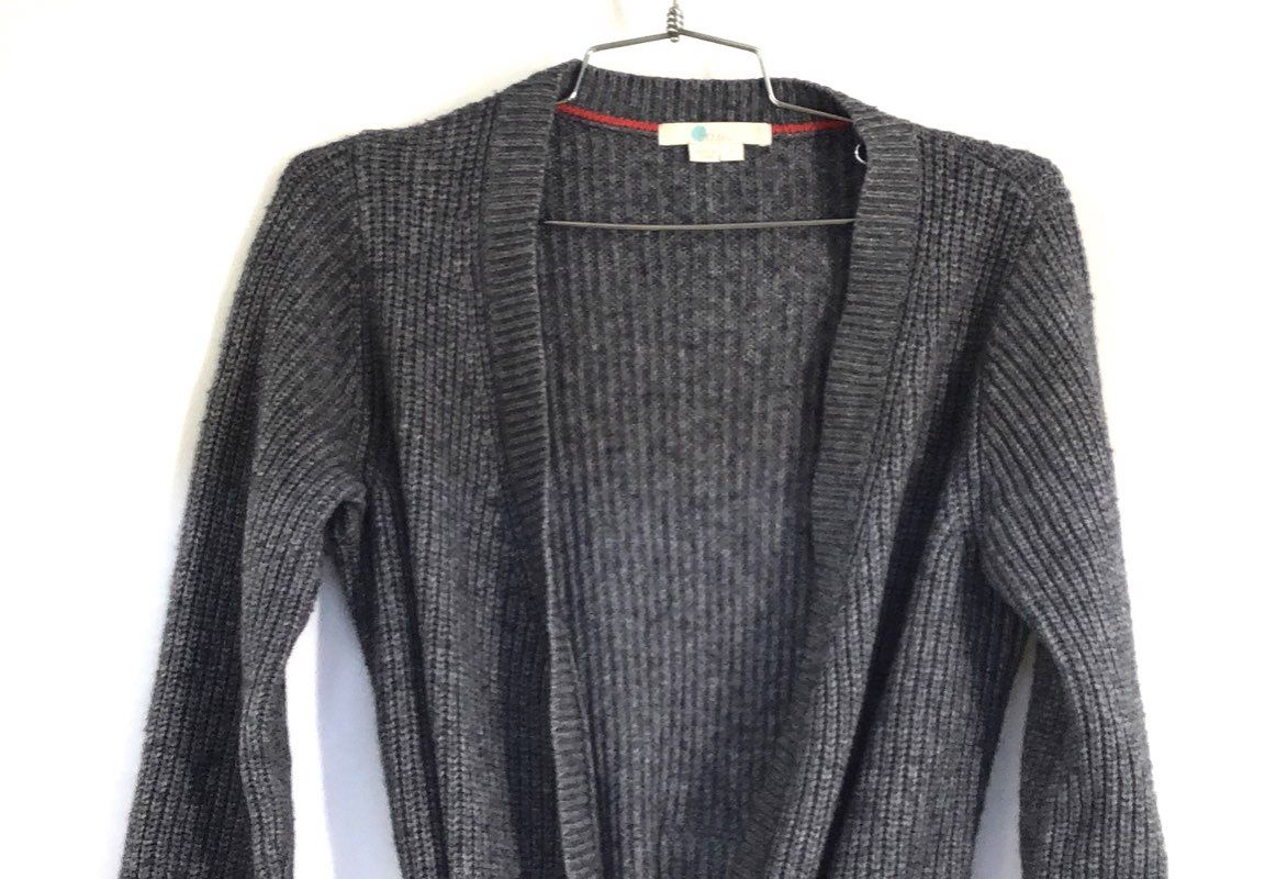 Boden Women's Gray Ribbed Knit Belted Open Front Wool Cashmere Blend Cardigan