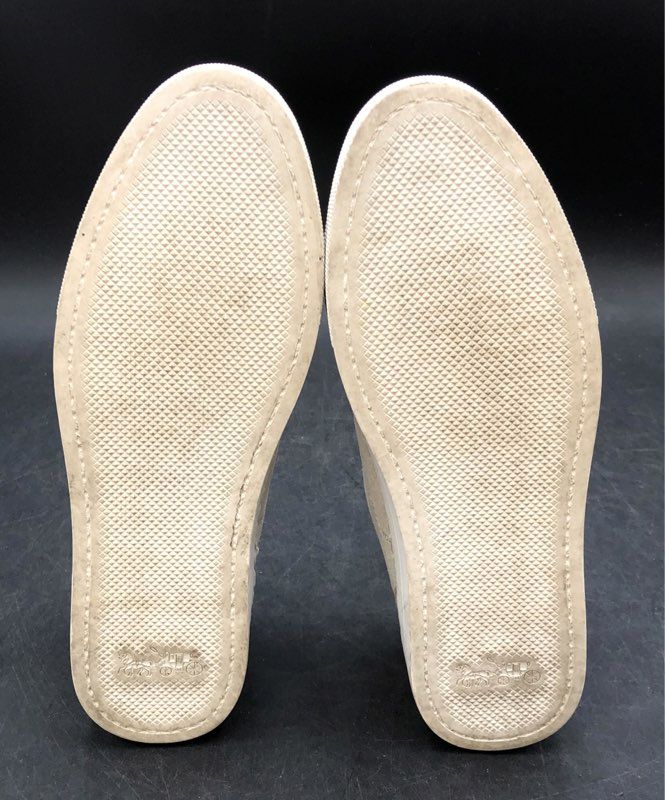 Coach Paddy A01987 Chalk Brown Suede Leather Low Top Sneakers Womens Size 10