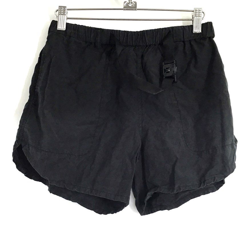 John Elliott Men's Black Belted Twill Shorts Elastic Waist Sz 0